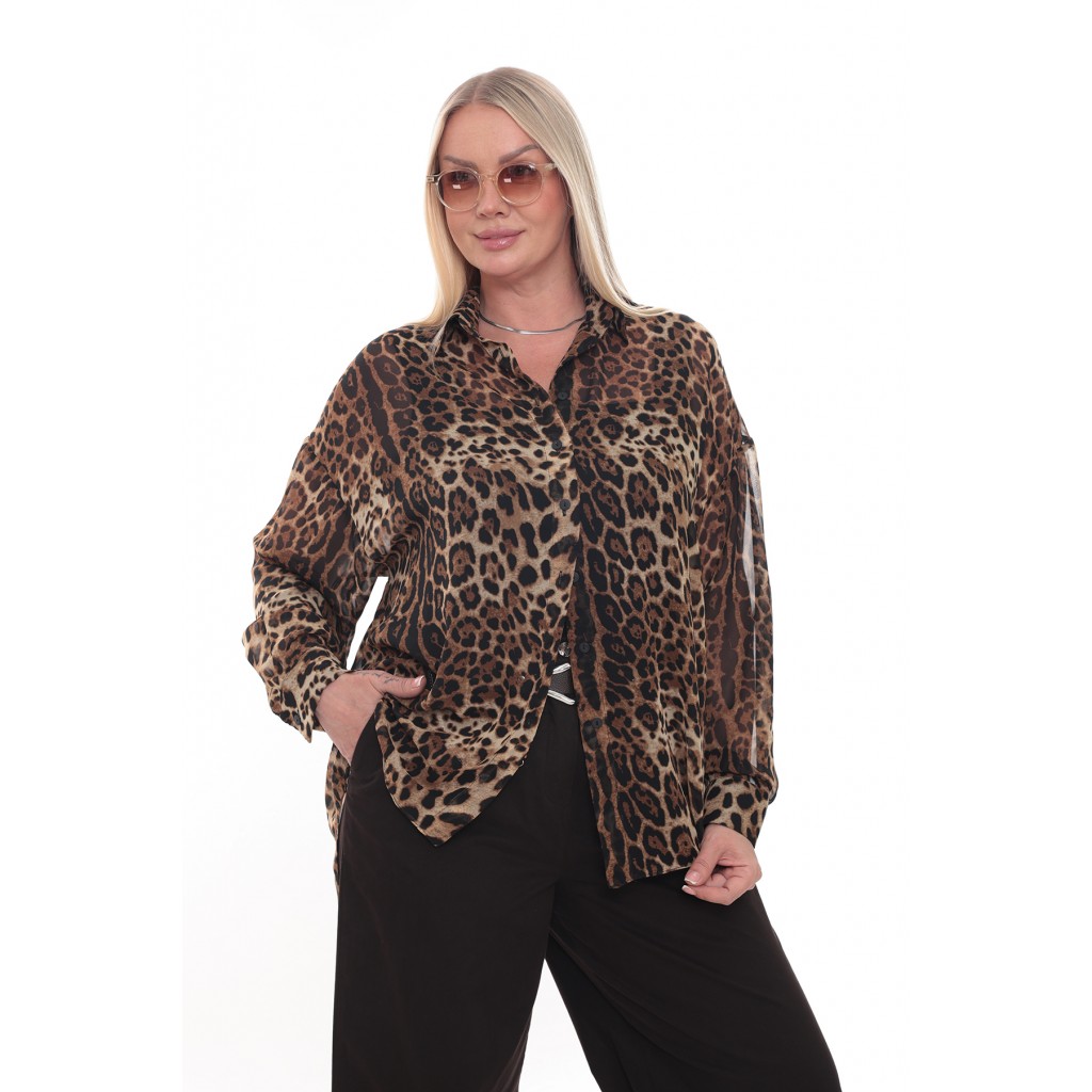 LEOPAR ŞİFON GÖMLEK